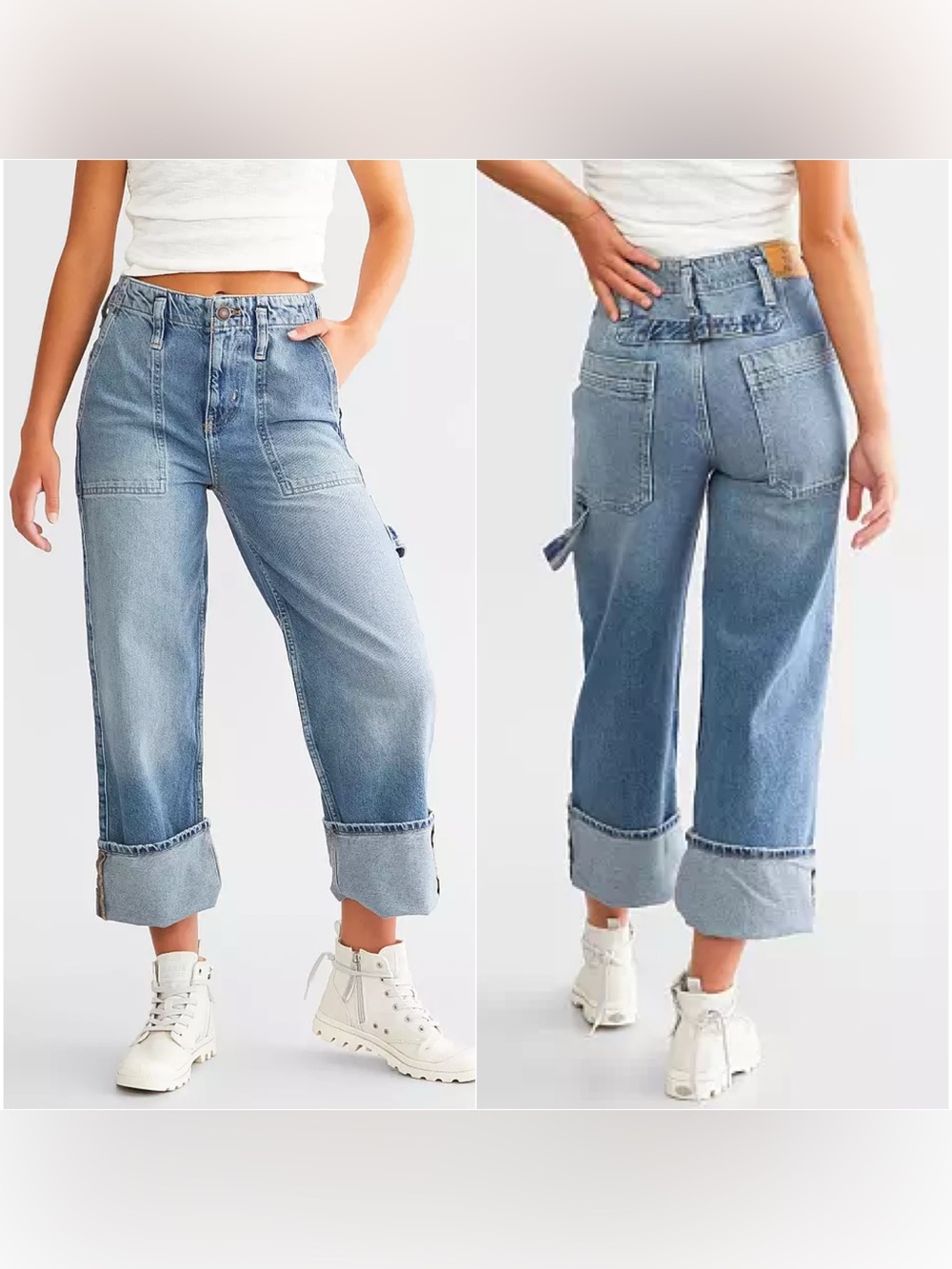 Free People We The Free Major Leagues Cuffed Crop Jean Size 28